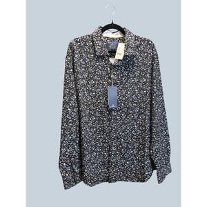 Society of Threads Men's Black Floral Button-Up Shirt